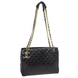 Pre Owned Chanel Black Vintage Quilted Lambskin Shoulder Bag