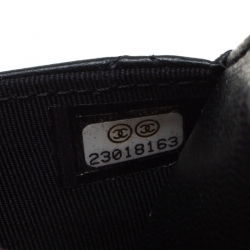 Pre Owned حقيبة كلتش شانيل WOC جلد أسود مبطن بسلسلة