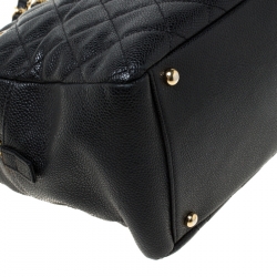 Pre Owned حقيبة يد شانيل شوبر تايمليس صغيرة جلد كافيار مبطنة سوداء