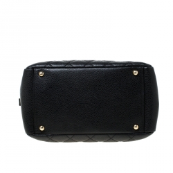 Pre Owned حقيبة يد شانيل شوبر تايمليس صغيرة جلد كافيار مبطنة سوداء