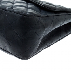 Pre Owned Chanel Navy Blue Quilted Leather Jumbo Classic Single Flap Bag