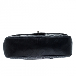 Pre Owned Chanel Navy Blue Quilted Leather Jumbo Classic Single Flap Bag