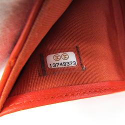 Chanel Orange Calfskin Leather Matelasse Wallet