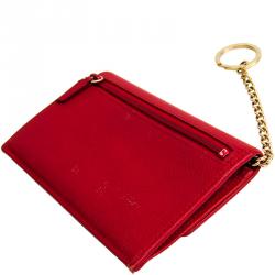 Chanel Red Calfskin Leather Coco Button Card Case