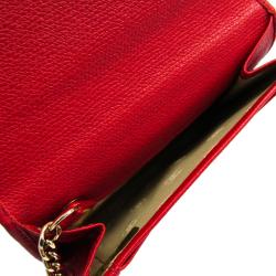 Chanel Red Calfskin Leather Coco Button Card Case