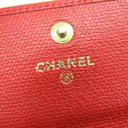 Chanel Red Calfskin Leather Coco Button Card Case
