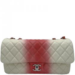 Chanel Caviar Ombre White Rose Jumbo Single Flap Bag ○ Labellov