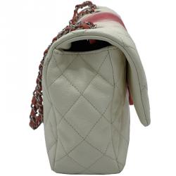 مملوكة مسبقًا Chanel White/Red Quilted Caviar Leather Jumbo Ombre Single Flap Bag
