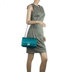 Pre Owned Chanel Metallic Turquoise 2.55 Reissue Quilted 226 Flap Bag
