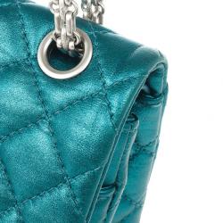 Pre Owned Chanel Metallic Turquoise 2.55 Reissue Quilted 226 Flap Bag