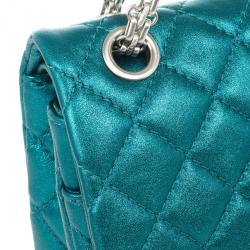 Pre Owned Chanel Metallic Turquoise 2.55 Reissue Quilted 226 Flap Bag