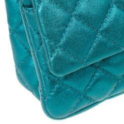 Pre Owned Chanel Metallic Turquoise 2.55 Reissue Quilted 226 Flap Bag