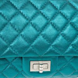 Pre Owned Chanel Metallic Turquoise 2.55 Reissue Quilted 226 Flap Bag