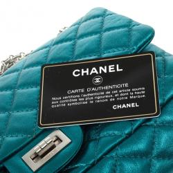 Pre Owned Chanel Metallic Turquoise 2.55 Reissue Quilted 226 Flap Bag