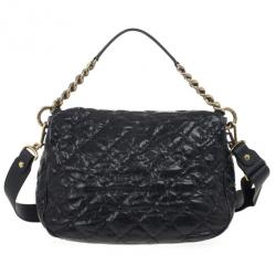 Chanel Black Quilted Glazed Cavier Leather Coco Pleats Messenger Bag