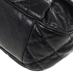 Chanel Black Quilted Glazed Cavier Leather Coco Pleats Messenger Bag