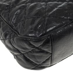 Chanel Black Quilted Glazed Cavier Leather Coco Pleats Messenger Bag