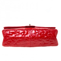Pre Owned Chanel Red Puzzle Patent Leather Reissue 2.55 Classic 226 Flap Bag