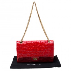 Pre Owned Chanel Red Puzzle Patent Leather Reissue 2.55 Classic 226 Flap Bag