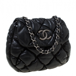 مملوكة مسبقًا Chanel Black Quilted Leather Bubble Small Shoulder Bag