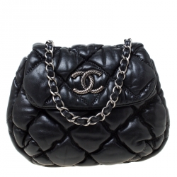 مملوكة مسبقًا Chanel Black Quilted Leather Bubble Small Shoulder Bag