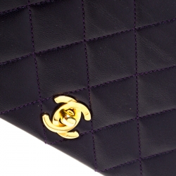 Pre Owned Chanel Purple Quilted Leather Vintage Flap Shoulder Bag