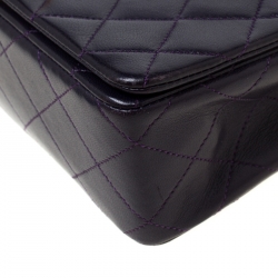 Pre Owned Chanel Purple Quilted Leather Vintage Flap Shoulder Bag