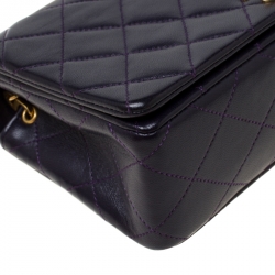Pre Owned Chanel Purple Quilted Leather Vintage Flap Shoulder Bag