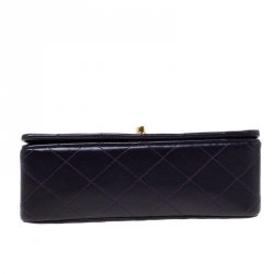 Pre Owned Chanel Purple Quilted Leather Vintage Flap Shoulder Bag