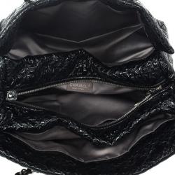 Pre Owned Chanel Black Patent Vinyl Rock in Moscow Classic Tote