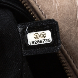 Pre Owned Chanel Khaki Quilted Leather Castle Rock Satchel