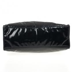 Pre Owned Chanel Black Patent Leather CC Logo Jumbo Shopping Tote Bag