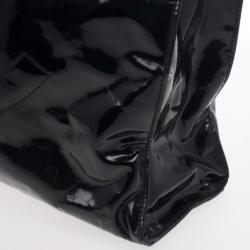 Pre Owned Chanel Black Patent Leather CC Logo Jumbo Shopping Tote Bag