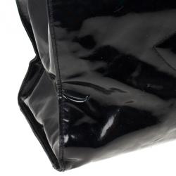 Pre Owned Chanel Black Patent Leather CC Logo Jumbo Shopping Tote Bag
