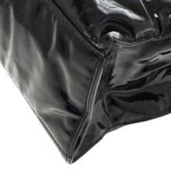 Pre Owned Chanel Black Patent Leather CC Logo Jumbo Shopping Tote Bag