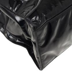 Pre Owned Chanel Black Patent Leather CC Logo Jumbo Shopping Tote Bag