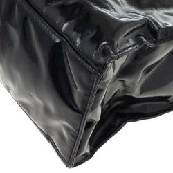 Pre Owned Chanel Black Patent Leather CC Logo Jumbo Shopping Tote Bag