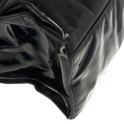 Pre Owned Chanel Black Patent Leather CC Logo Jumbo Shopping Tote Bag