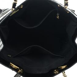 Pre Owned Chanel Black Patent Leather CC Logo Jumbo Shopping Tote Bag