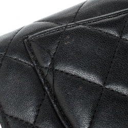 Pre Owned Chanel Black Quilted Leather CC Bifold Long Wallet