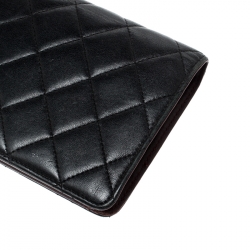 Pre Owned Chanel Black Quilted Leather CC Bifold Long Wallet