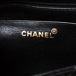 Pre Owned Chanel Black Quilted Leather CC Flap Double Chain Bag