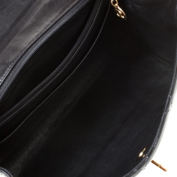 Pre Owned Chanel Black Quilted Leather CC Flap Double Chain Bag