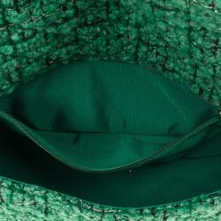 Pre Owned Chanel Green Easy Tweed Medium Flap