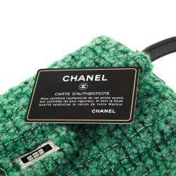 Pre Owned Chanel Green Easy Tweed Medium Flap