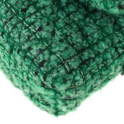 Pre Owned Chanel Green Easy Tweed Medium Flap