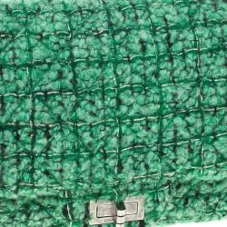 Pre Owned Chanel Green Easy Tweed Medium Flap