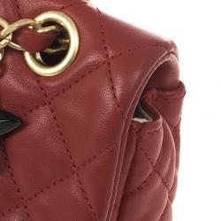 Pre Owned Chanel Red Classic Quilted Lambskin Flap Cruise Charm Bag