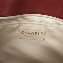Pre Owned Chanel Red Classic Quilted Lambskin Flap Cruise Charm Bag