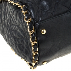 Pre Owned Chanel Black Quilted Leather Large Chain Me Hobo               